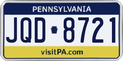 PA license plate JQD8721