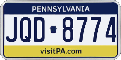 PA license plate JQD8774