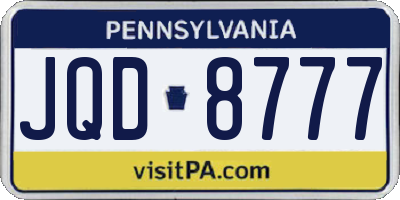 PA license plate JQD8777
