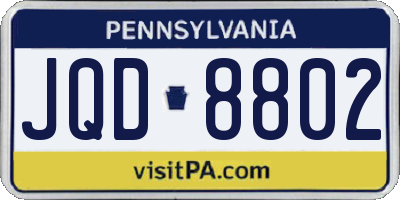 PA license plate JQD8802