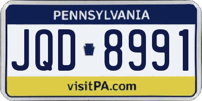 PA license plate JQD8991