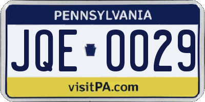 PA license plate JQE0029