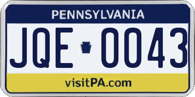 PA license plate JQE0043