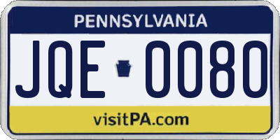 PA license plate JQE0080