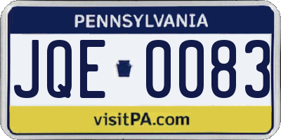PA license plate JQE0083