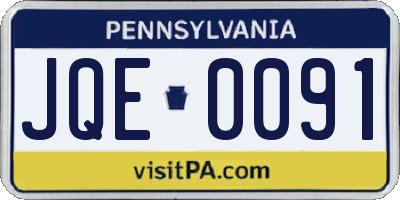 PA license plate JQE0091