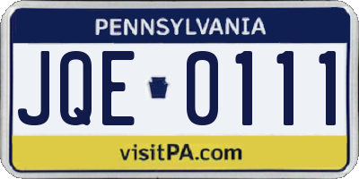 PA license plate JQE0111