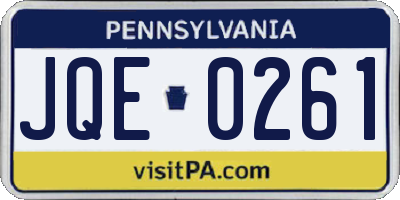 PA license plate JQE0261