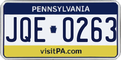 PA license plate JQE0263