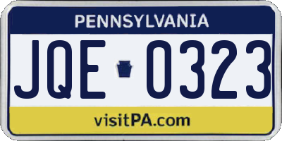 PA license plate JQE0323