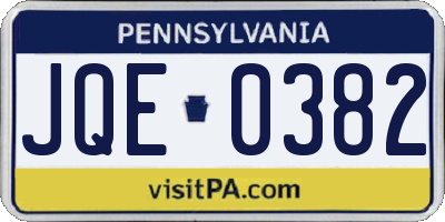 PA license plate JQE0382