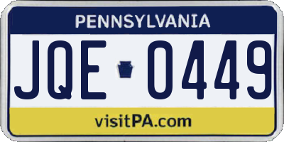 PA license plate JQE0449