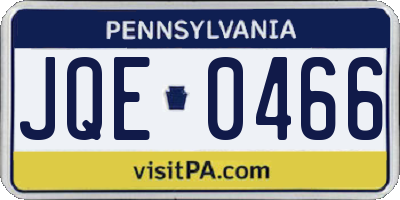 PA license plate JQE0466
