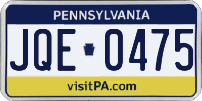 PA license plate JQE0475