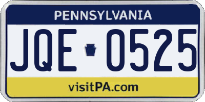 PA license plate JQE0525
