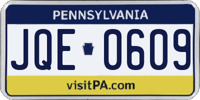 PA license plate JQE0609