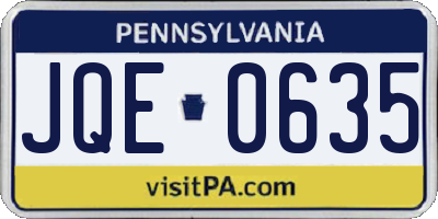 PA license plate JQE0635