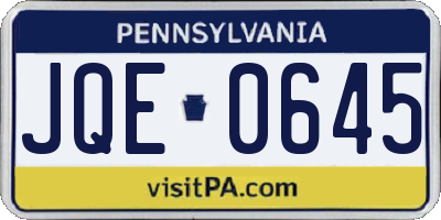 PA license plate JQE0645
