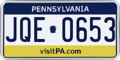 PA license plate JQE0653
