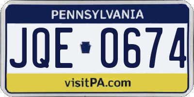 PA license plate JQE0674