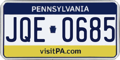 PA license plate JQE0685
