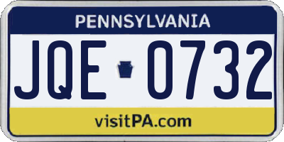 PA license plate JQE0732
