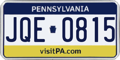 PA license plate JQE0815