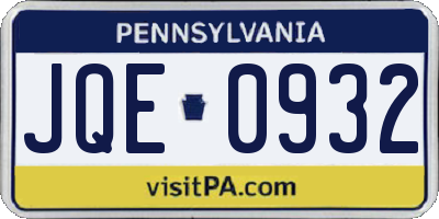 PA license plate JQE0932