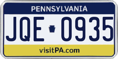 PA license plate JQE0935