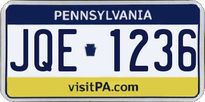 PA license plate JQE1236