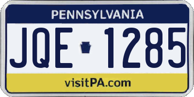 PA license plate JQE1285