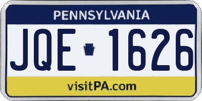 PA license plate JQE1626