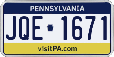 PA license plate JQE1671