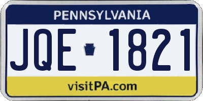 PA license plate JQE1821