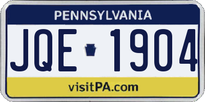PA license plate JQE1904