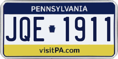 PA license plate JQE1911