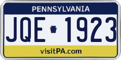 PA license plate JQE1923