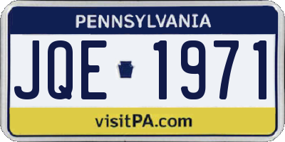 PA license plate JQE1971