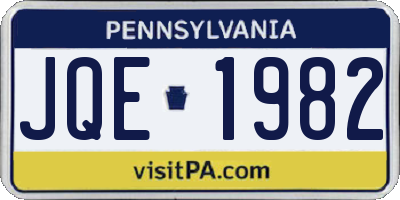 PA license plate JQE1982