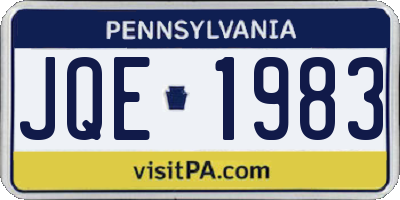 PA license plate JQE1983
