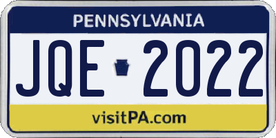 PA license plate JQE2022