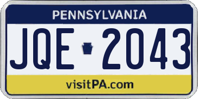 PA license plate JQE2043