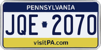 PA license plate JQE2070