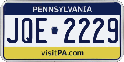 PA license plate JQE2229