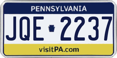 PA license plate JQE2237