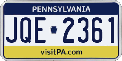 PA license plate JQE2361