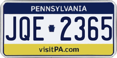 PA license plate JQE2365