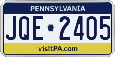 PA license plate JQE2405