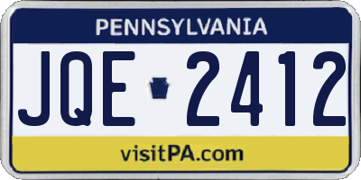 PA license plate JQE2412