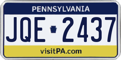 PA license plate JQE2437